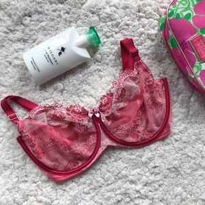 SOMA: Sexy Red/Pink Lace “Flirtation Unlined”